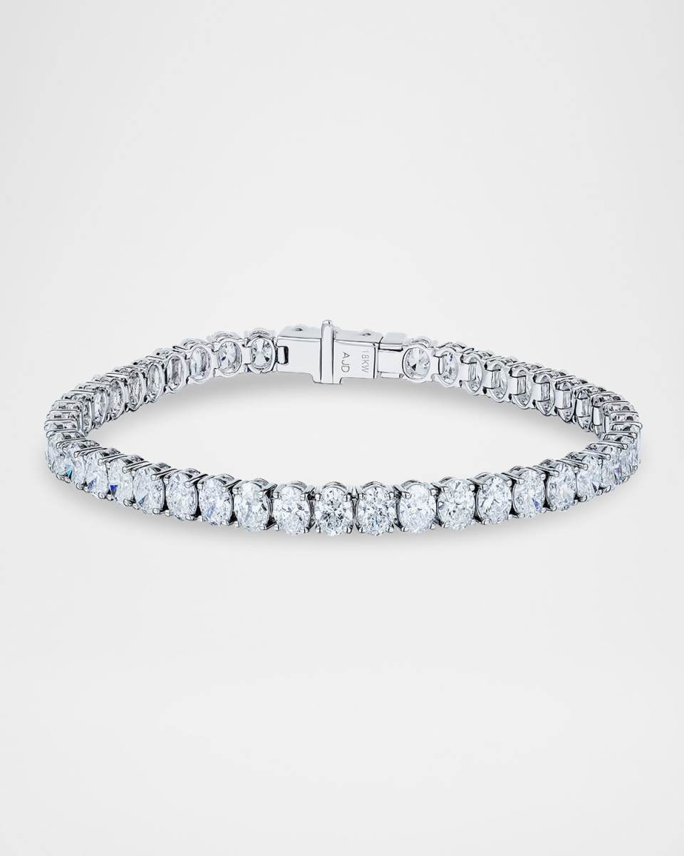 18K White Gold Oval Diamond Bracelet, 7"L, 11.50tcw